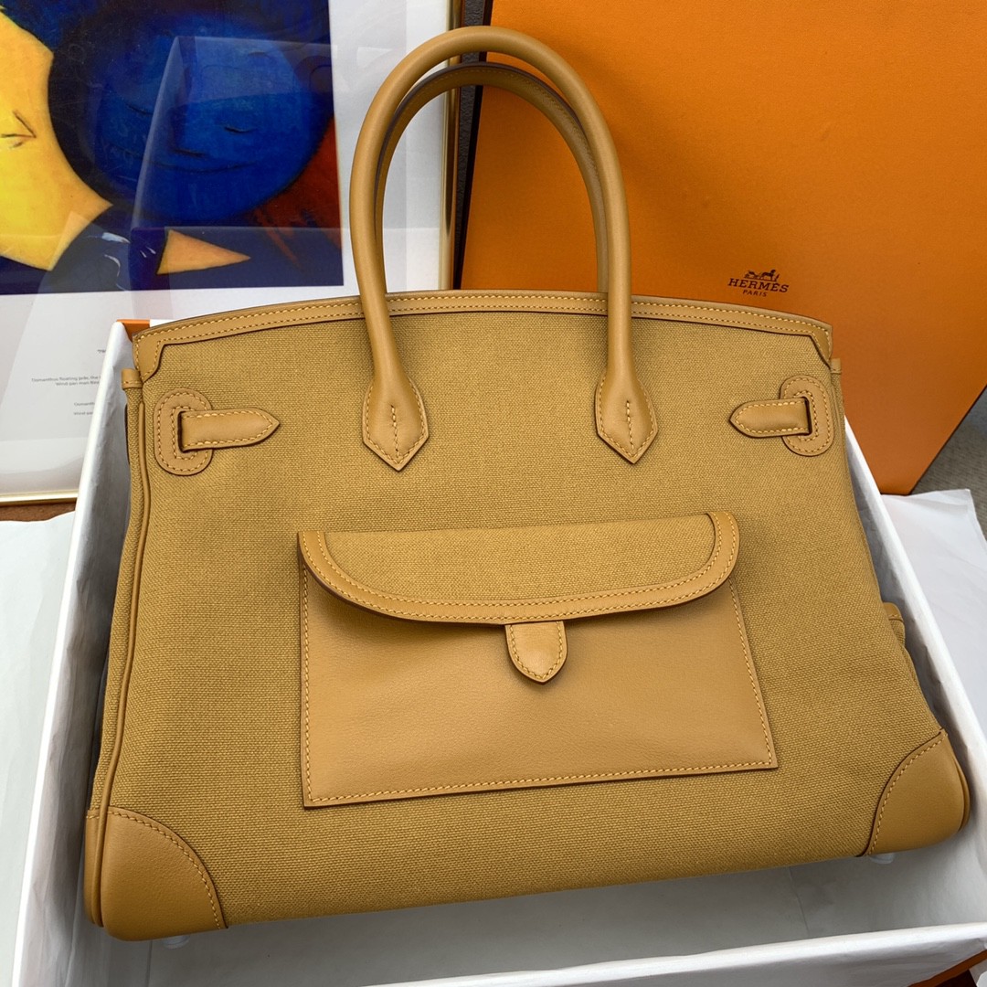 H**me5 Birkin Cargo 35 Beige, Silver Toned Hardware Bag For Women, Women’s Handbags, Shoulder Bags 13.8in/35cm