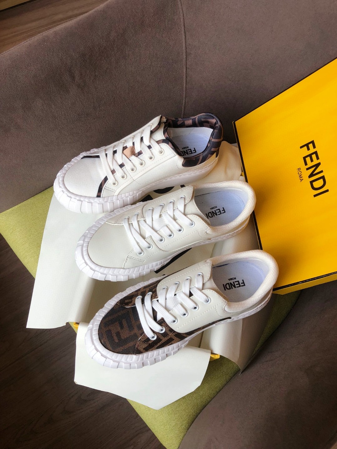 F**di Force FF Lace-Ups Sneakers White For Men 7E1414AF5A