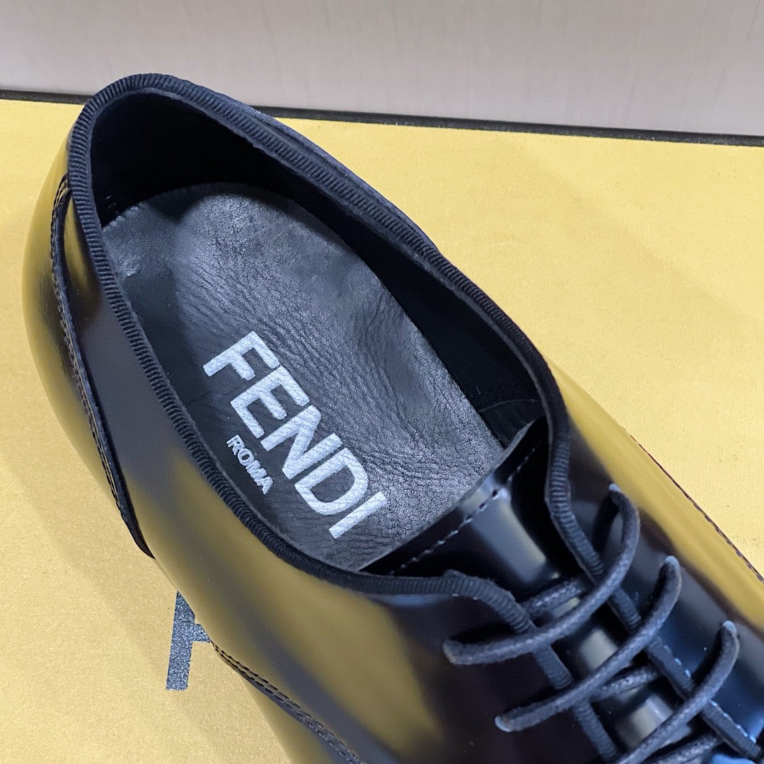 F**di FF Cap Toe Lace Ups Black For Men