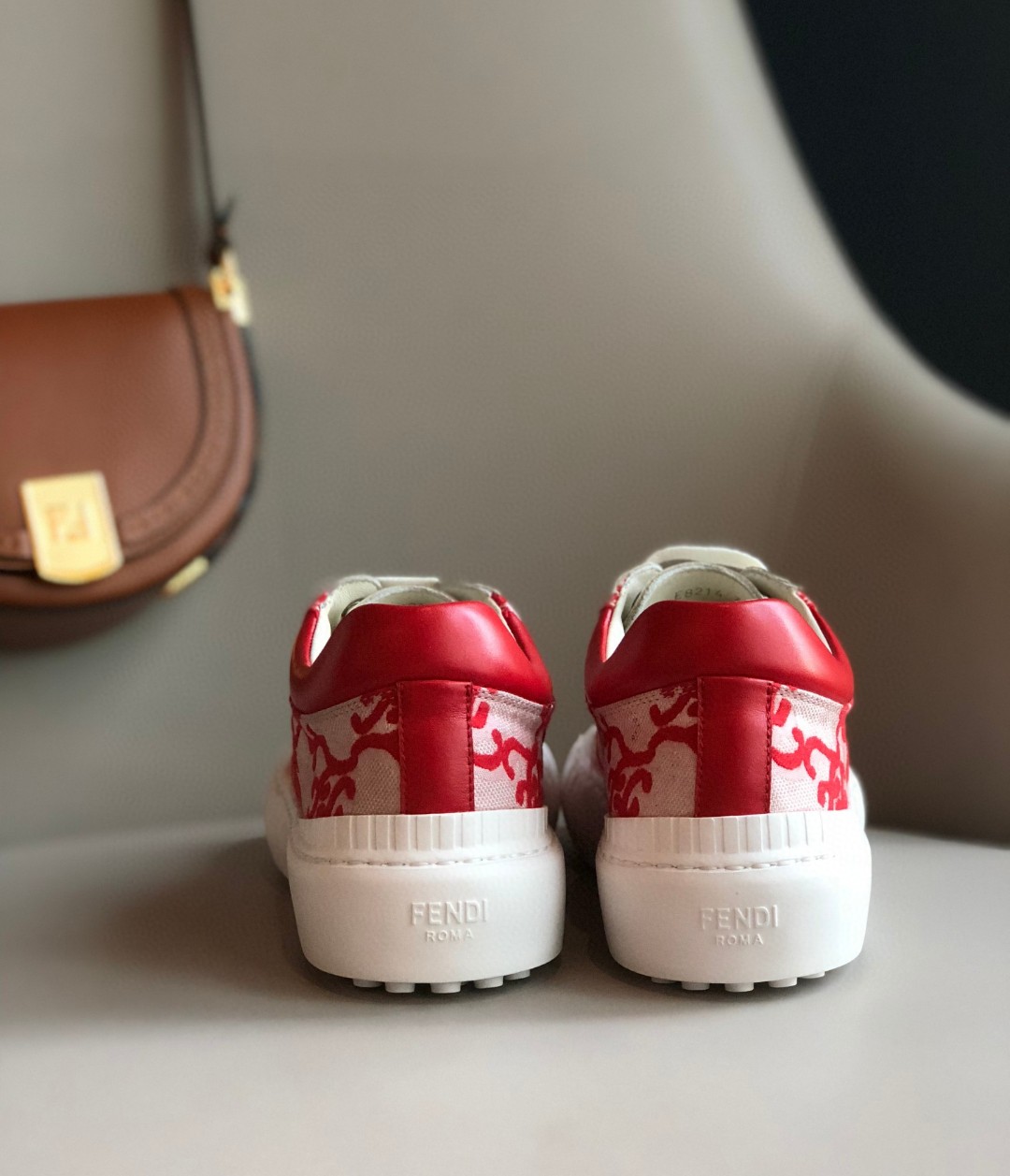 F**di Force Low Tops Sneakers Red For Men 7E1520