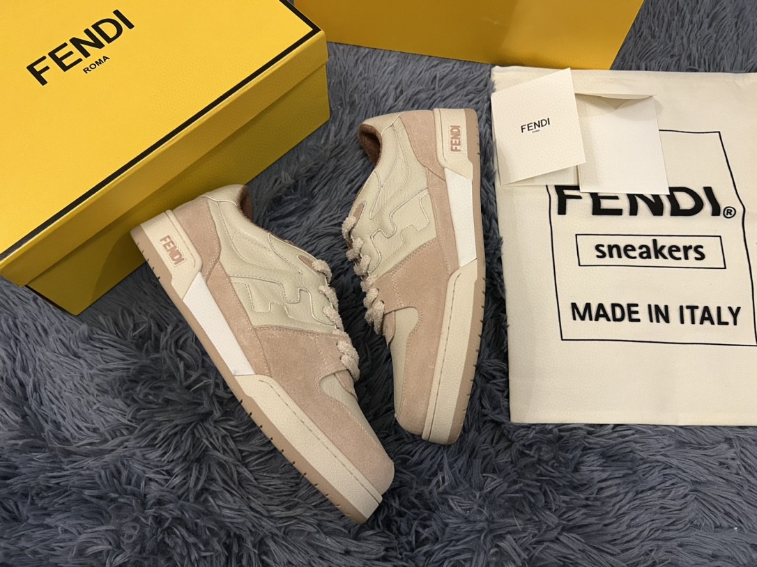 F**di Match Low Tops Sneakers Beige/Brown For Men 7E1493