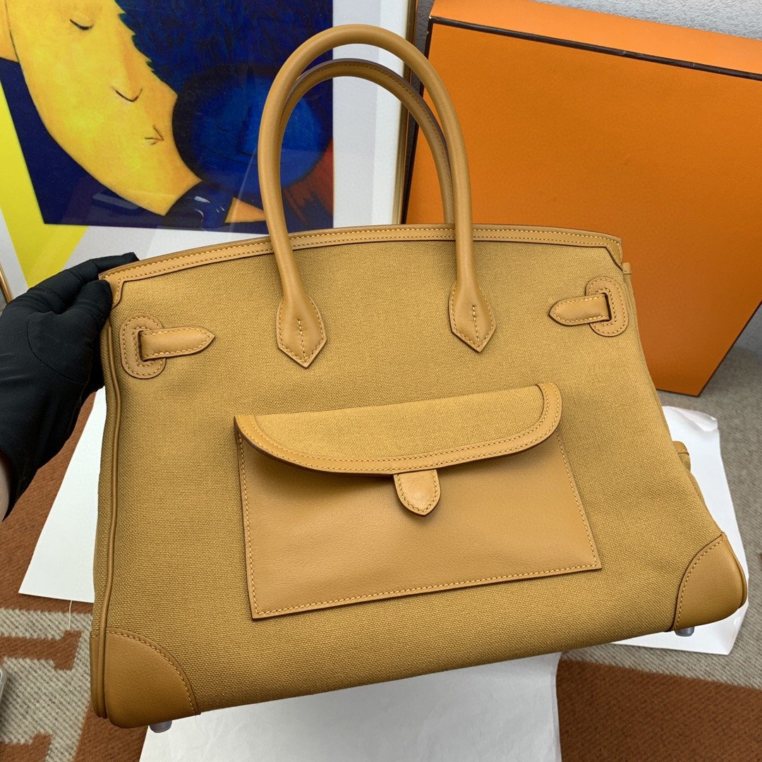 H**me5 Birkin Cargo 35 Beige, Silver Toned Hardware Bag For Women, Women’s Handbags, Shoulder Bags 13.8in/35cm