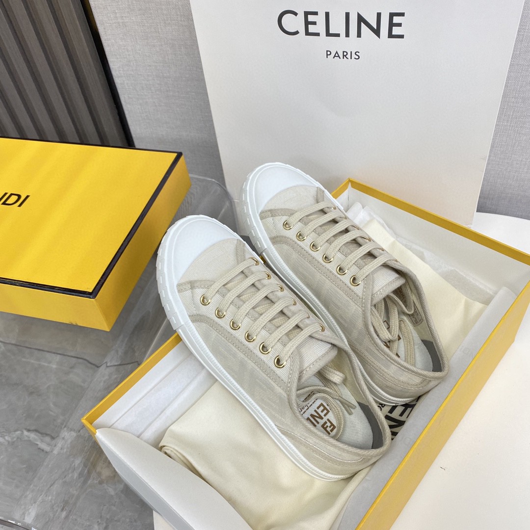 F**di Domino Fabric Sneakers Beige For Women