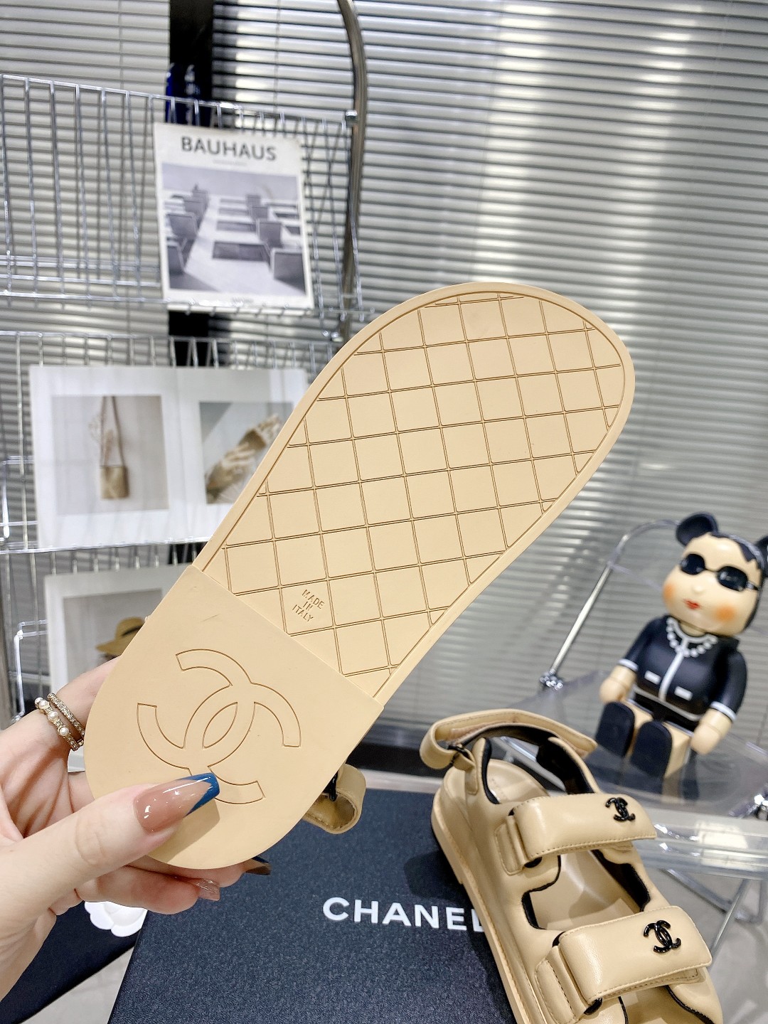 Ch**el Women’s Sandals With Ch**el Logo Beige For Women