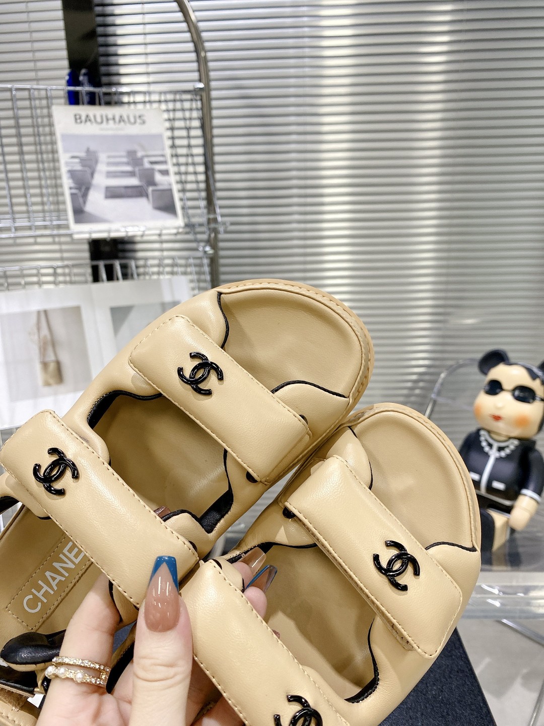 Ch**el Women’s Sandals With Ch**el Logo Beige For Women