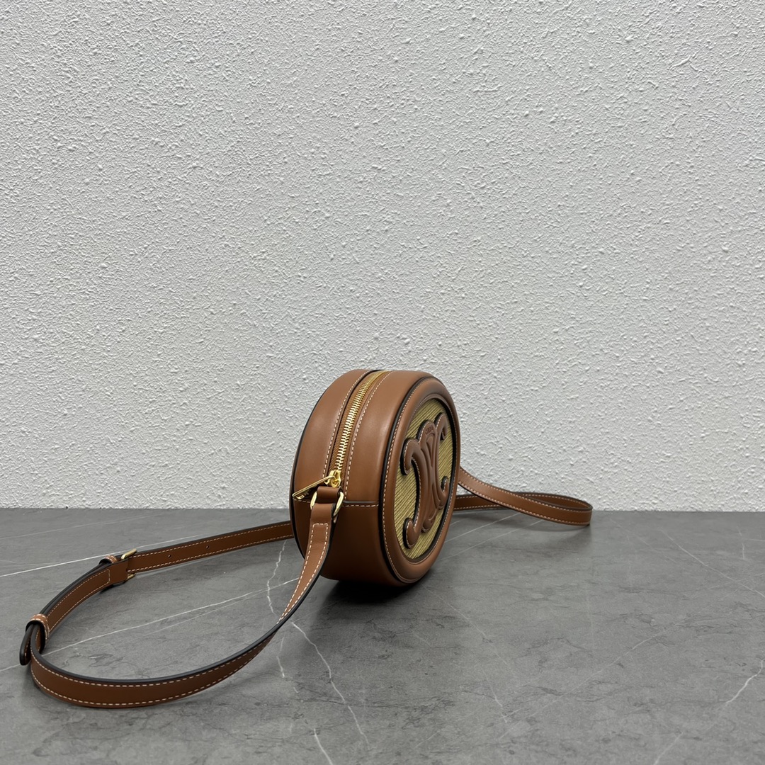 Ce1i*e Oval Bag Cuir Triomphe In Textile Natural / Tan For Women 8in/20cm 198602DU8.02NT