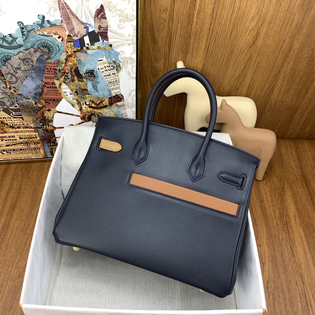 H**me5 Birkin Colormatic Bag 30 Navy Blue, Gold Toned Hardware Bag For Women, Women’s Handbags, Shoulder Bags 11.8in/30cm