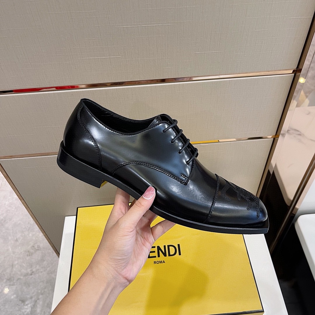 F**di FF Cap Toe Lace Ups Black For Men
