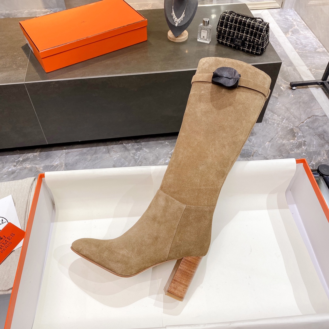 H**me5 High Heel Boots Brown For Women 3.54in/9cm