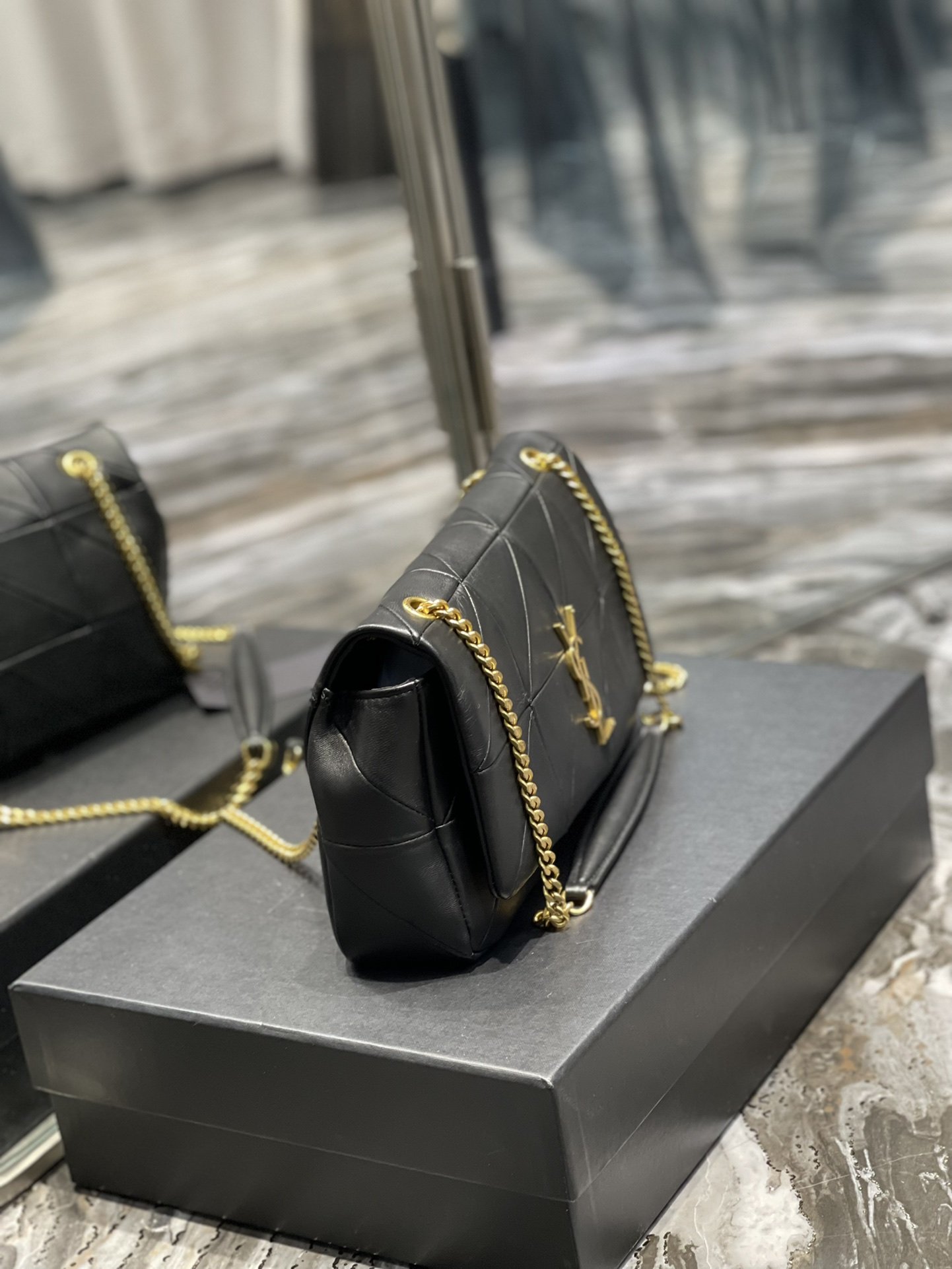 [True-to-ORIGINAL] Sa1nt Lau*nt Jamie Medium Chain Bag Black For Women 9.8in/25cm